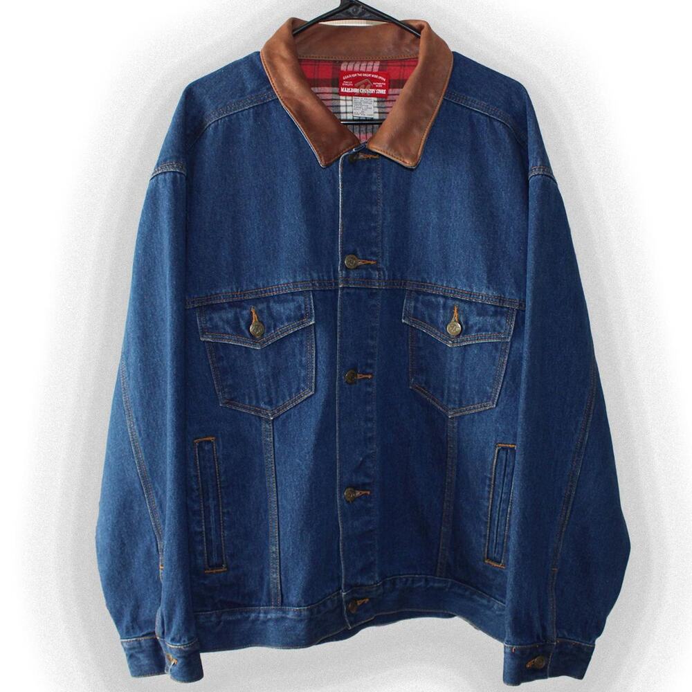 Vintage 90's Marlboro Blue Denim Trucker Jean Jacket